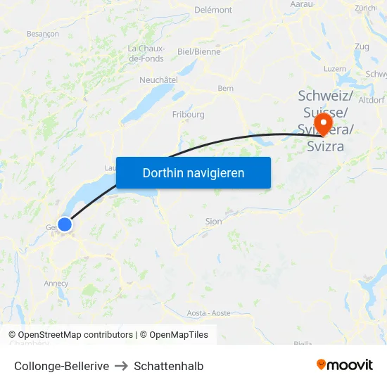 Collonge-Bellerive to Schattenhalb map