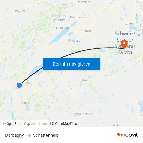 Dardagny to Schattenhalb map