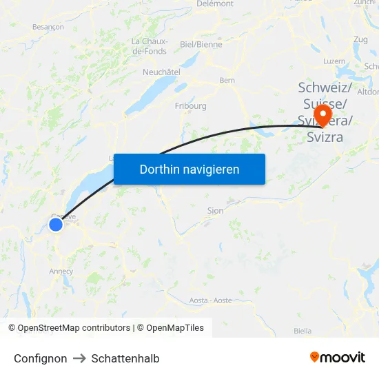 Confignon to Schattenhalb map