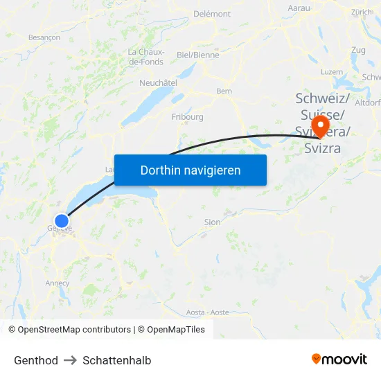 Genthod to Schattenhalb map