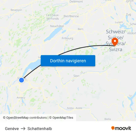Genève to Schattenhalb map