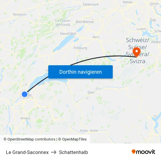 Le Grand-Saconnex to Schattenhalb map