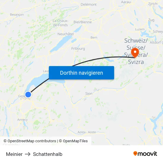 Meinier to Schattenhalb map