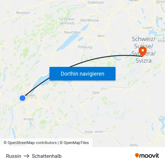 Russin to Schattenhalb map