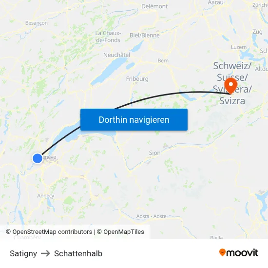 Satigny to Schattenhalb map
