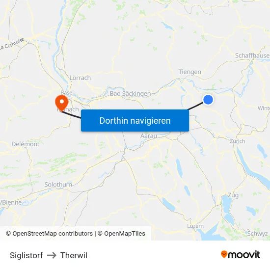 Siglistorf to Therwil map