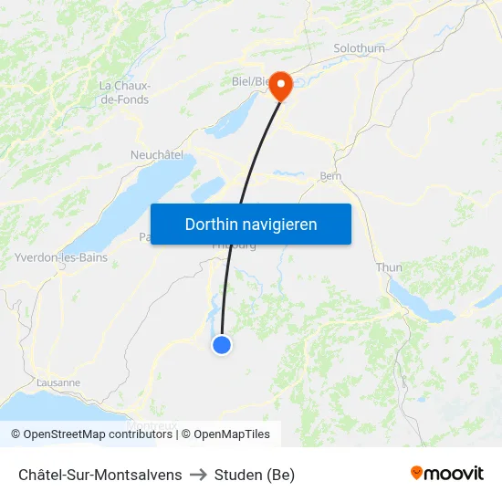 Châtel-Sur-Montsalvens to Studen (Be) map