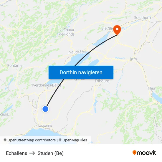 Echallens to Studen (Be) map