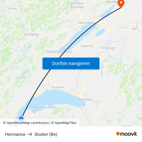 Hermance to Studen (Be) map