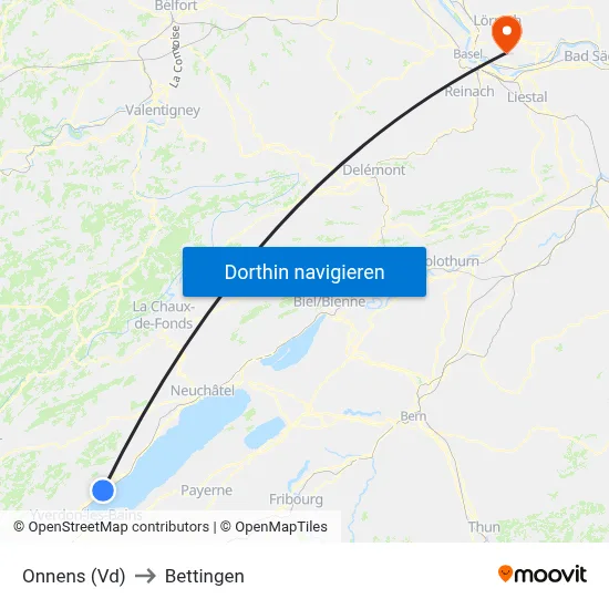 Onnens (Vd) to Bettingen map