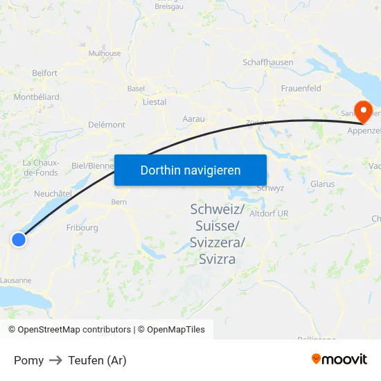 Pomy to Teufen (Ar) map