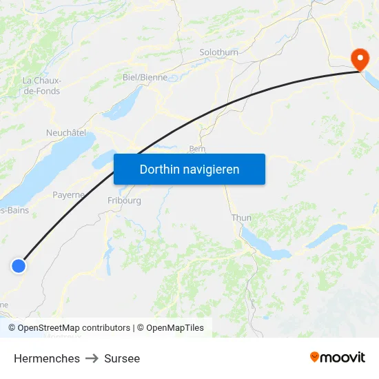 Hermenches to Sursee map