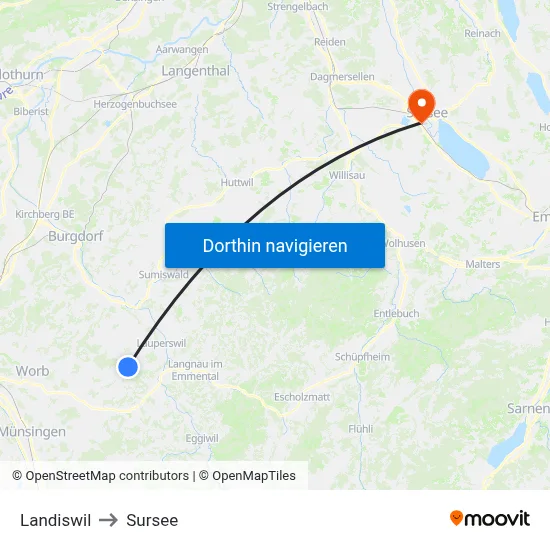 Landiswil to Sursee map