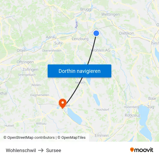 Wohlenschwil to Sursee map