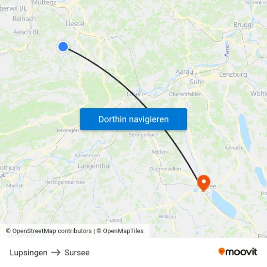 Lupsingen to Sursee map