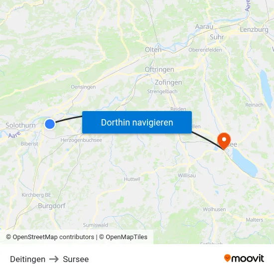 Deitingen to Sursee map