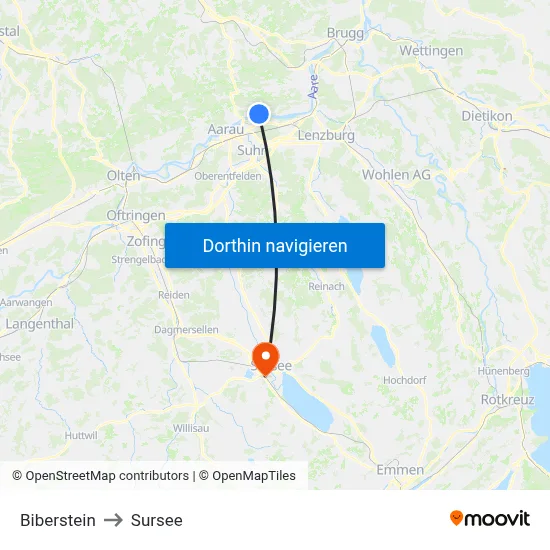 Biberstein to Sursee map