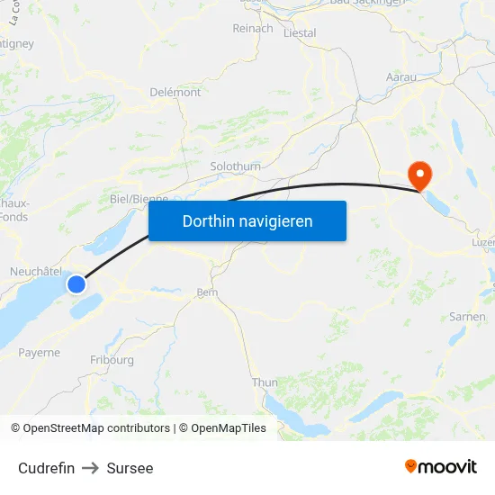 Cudrefin to Sursee map