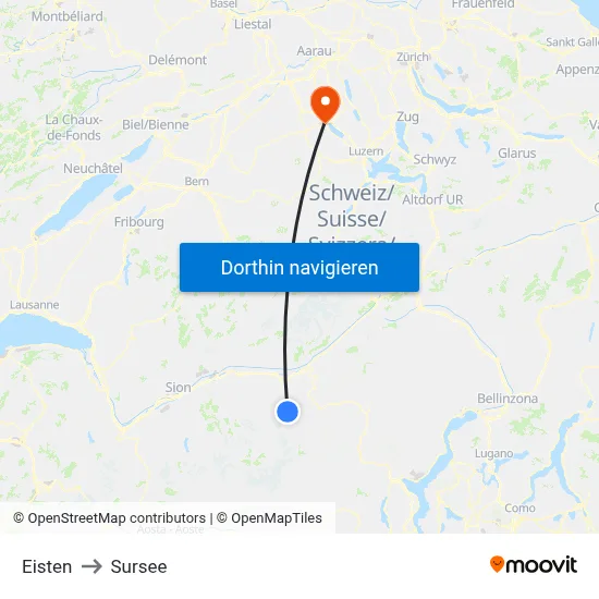 Eisten to Sursee map