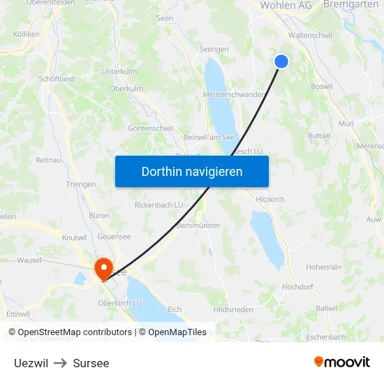 Uezwil to Sursee map