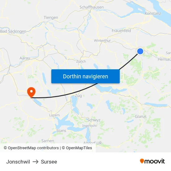 Jonschwil to Sursee map