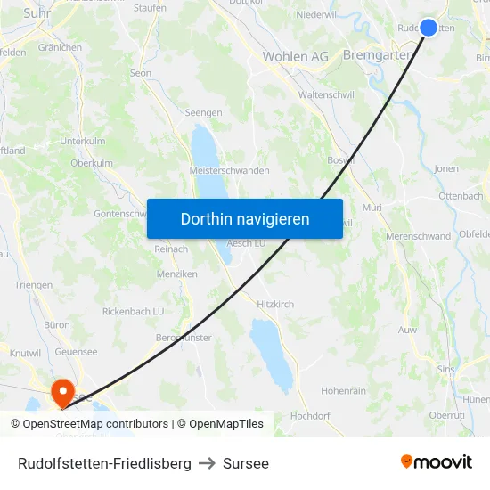 Rudolfstetten-Friedlisberg to Sursee map