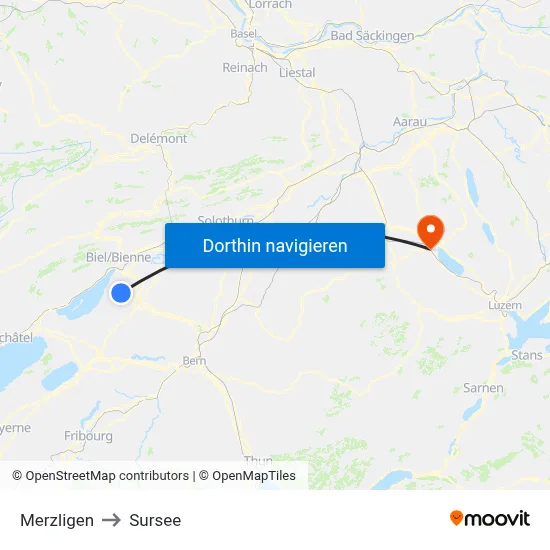 Merzligen to Sursee map