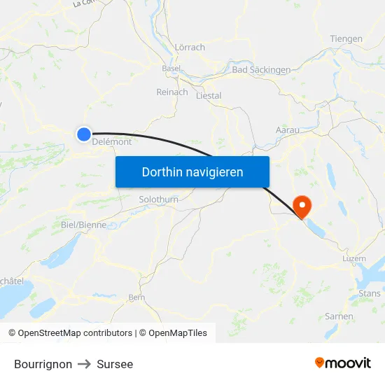 Bourrignon to Sursee map