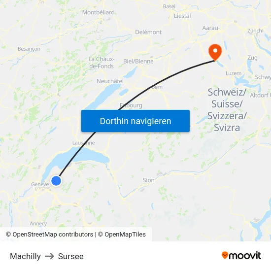 Machilly to Sursee map