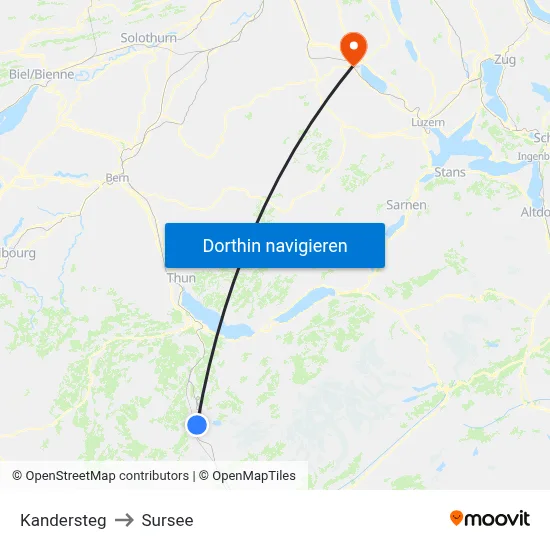 Kandersteg to Sursee map