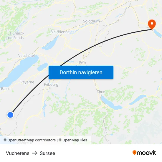 Vucherens to Sursee map