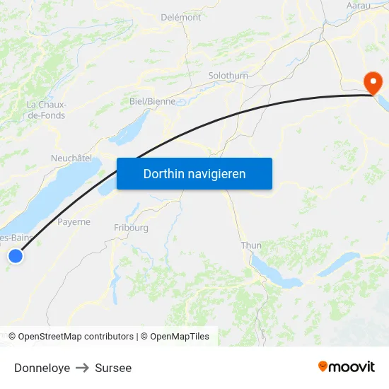 Donneloye to Sursee map
