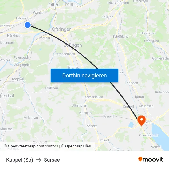 Kappel (So) to Sursee map
