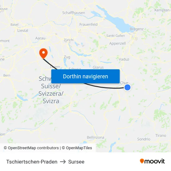 Tschiertschen-Praden to Sursee map