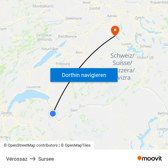 Vérossaz to Sursee map
