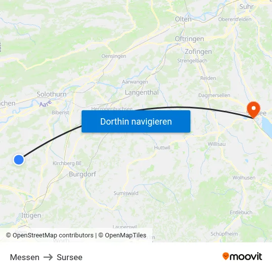 Messen to Sursee map