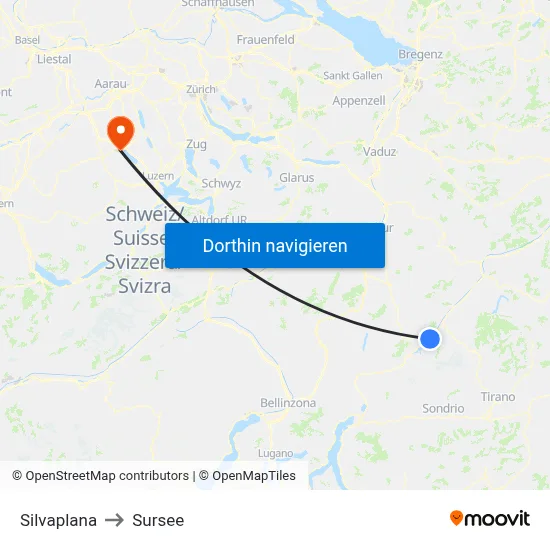 Silvaplana to Sursee map