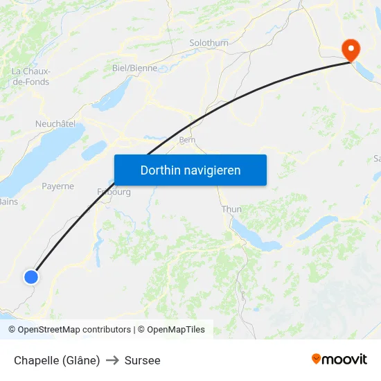 Chapelle (Glâne) to Sursee map