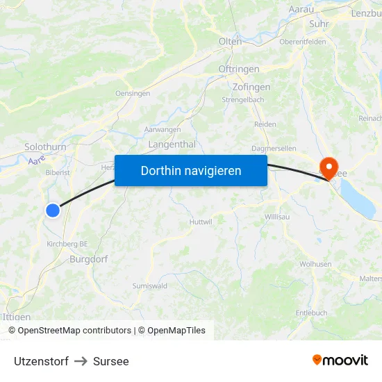 Utzenstorf to Sursee map