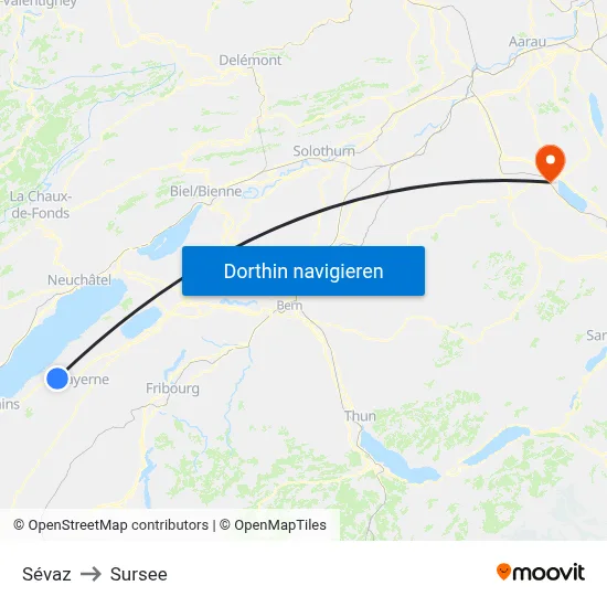 Sévaz to Sursee map