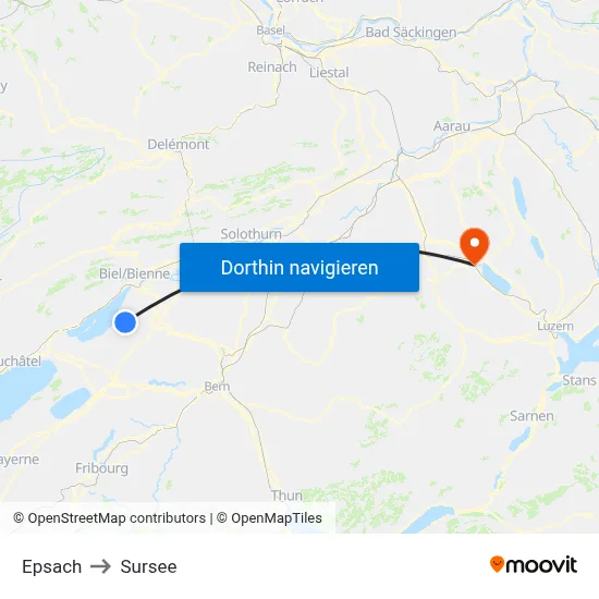 Epsach to Sursee map