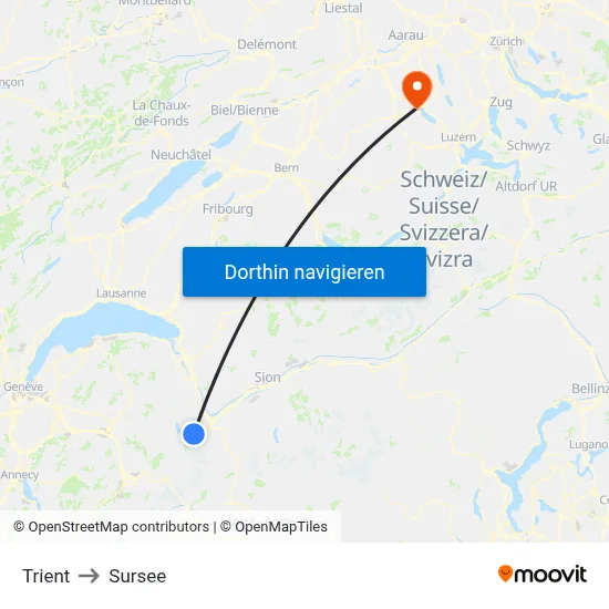 Trient to Sursee map