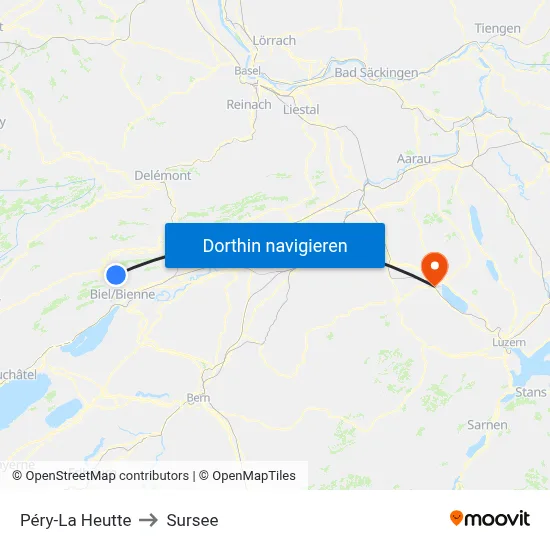 Péry-La Heutte to Sursee map