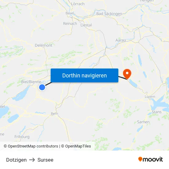 Dotzigen to Sursee map