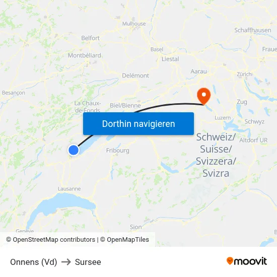 Onnens (Vd) to Sursee map