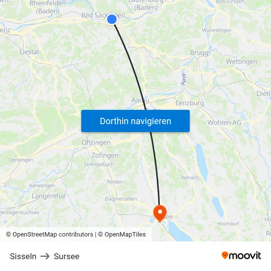 Sisseln to Sursee map