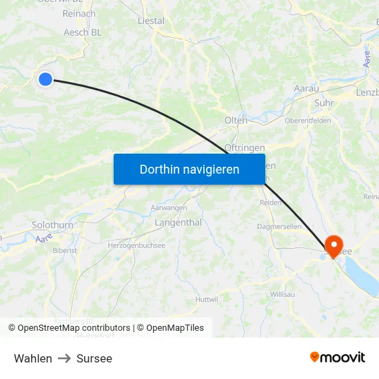 Wahlen to Sursee map
