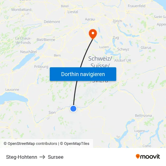 Steg-Hohtenn to Sursee map