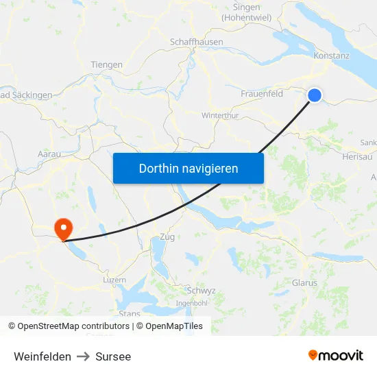 Weinfelden to Sursee map