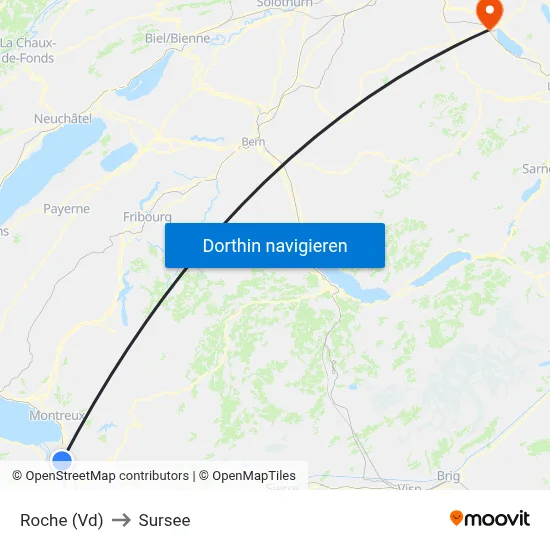 Roche (Vd) to Sursee map